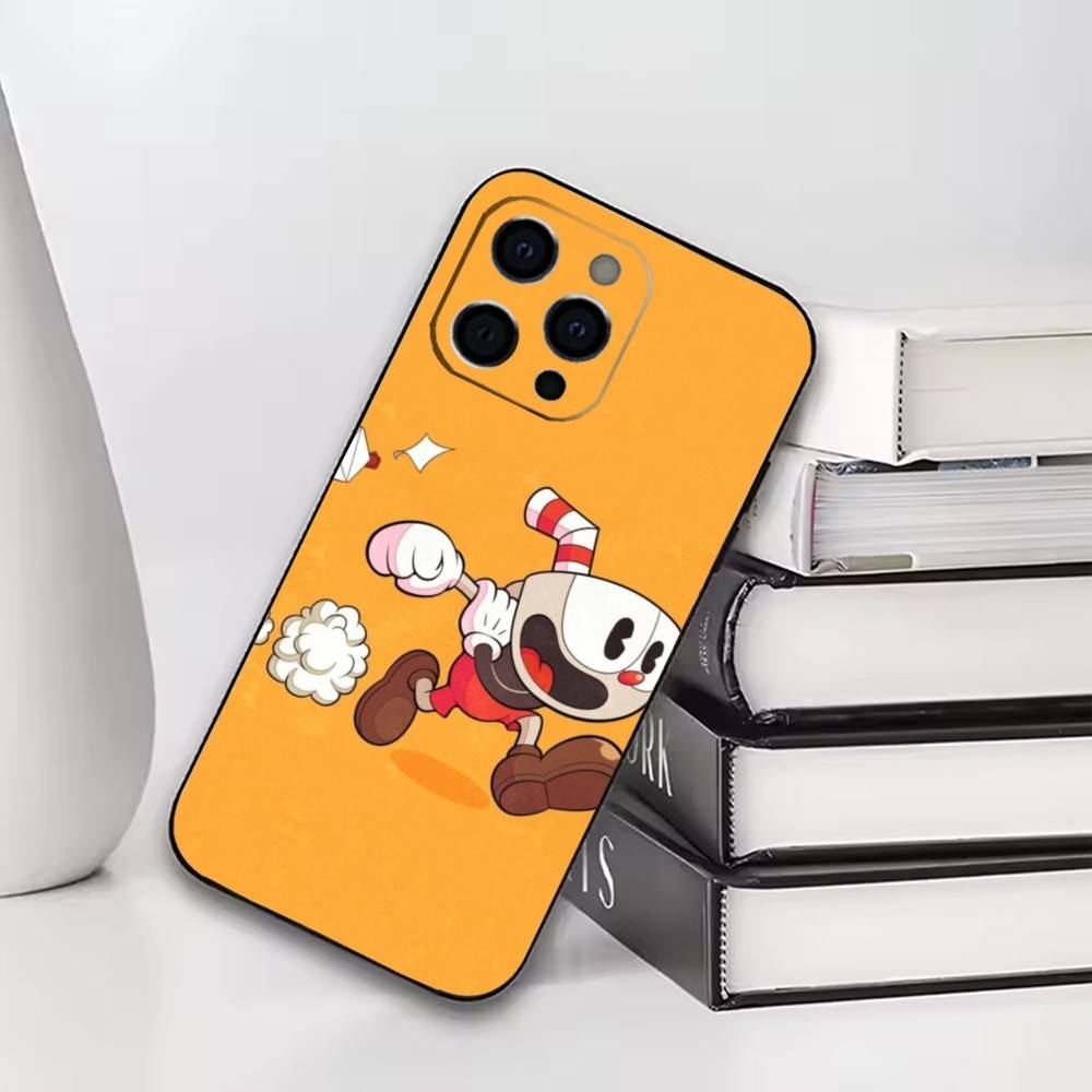Cuphead Phone Case For iPhone17,16,15,14,13,12,11 Plus,Pro Soft Silicone Black Cover