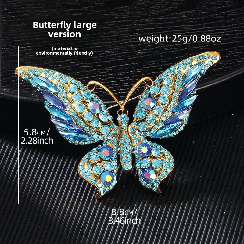 Vintage Crystal Diamond Butterfly Brooch Women's Premium Sense Animal Insect Brooch Clothing Accessories Eco-Friendly Brooch