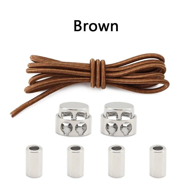 1 Pair Round Elastic Shoe Laces No Tie Shoelaces Tieless Metal Spring Buckle Shoelace for Kids Adults Elderly One Size Fit All