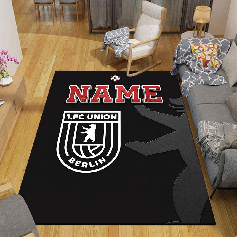 Custom Name,1.FC Union Berlin Home Sofa Decoration for Living Room & Bedroom, Non‑Slip Play Flannel Floor Mat for Game Room