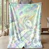 Unicorns Around Rainbow Sphere Theme Blanket Lightweight Warm Flannel Blanket Decorative Throw Blanket for Home Decoration