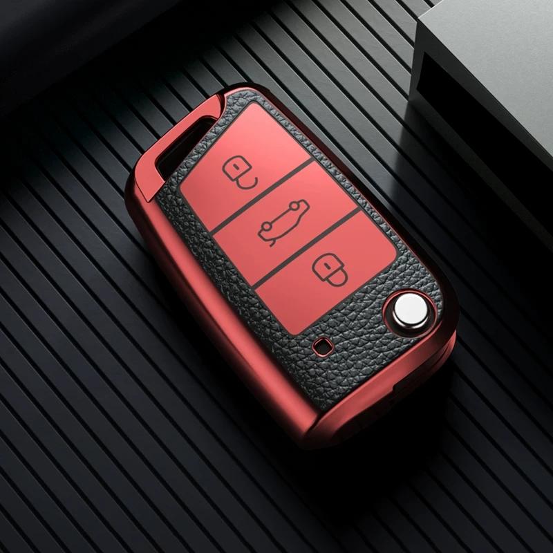 Car Key Cover For Vw Golf 7 Gti Polo T-Cross T-Roc Touran Tiguan Skoda Octavia Rapid Kodiaq Fabia Seat Ibiza Leon Ateca Arona