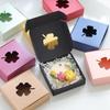 12pcs Gift Boxes with Four-leaf Clover Window Mini Treat Boxes for Gift Soap Kraft Paper Wrap Box for Wedding Party Festival