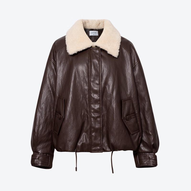 SEIFINI Women's Short Leather Down Jacket