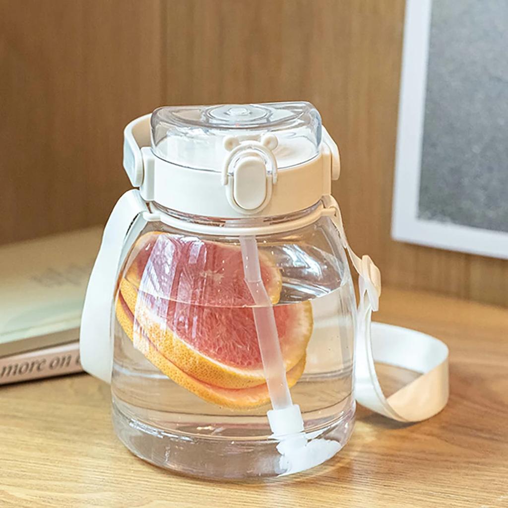 1pc - Large capacity water bottle with straw and rope, suitable for outdoor activities, travel, fitness training