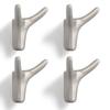4-Piece Wall Hook - Double Hook In Zinc Alloy, Brushed Nickel, Rust-Resistant