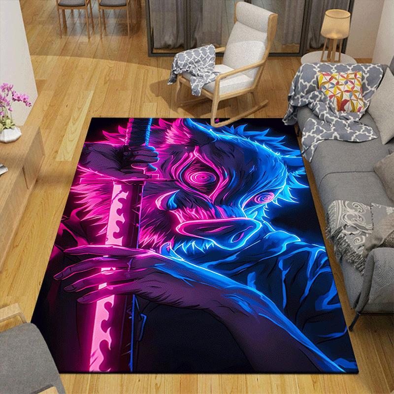 1pc Demon Slayer Pattern Area Rug, Anti slip Non Shedding Stain Resistant Carpet