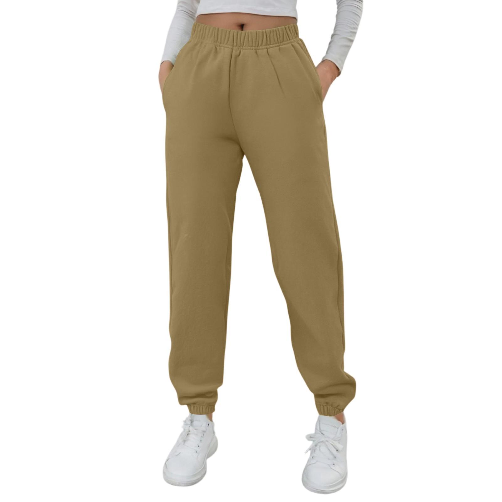 

Женские модные спортивные однотонные повседневные спортивные штаны с карманами и шнурком XXXL верблюд