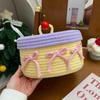 1PC Cute Cotton Thread Woven Storage Basket Home with Lid Storage Sundries Storage Basket Desktop Dustproof Ornament Drawer Storage