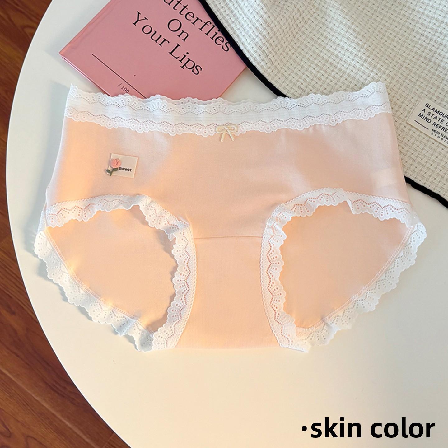 

Ladies Summer Pure Sweet Lace A Pure Cotton 7A Antibacterial Breathable Long Crotch Waist Triangle Briefs XL