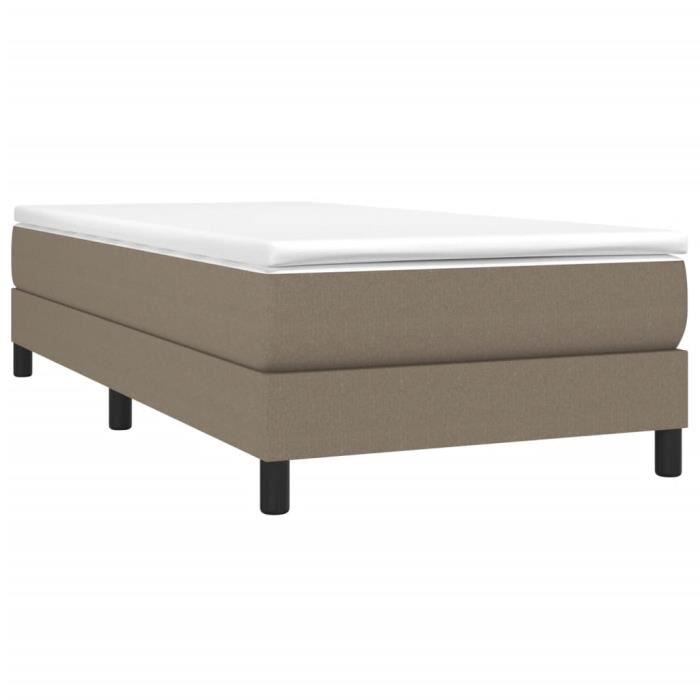 3144057 vidaXL Lit à sommier tapissier avec matelas Taupe 100x200 cm Tissu