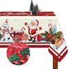 Christmas Snowman Snowflakes Santa Claus Tablecloth for Table Decor Winter Xmas Kitchen Dining Tablecloth Christmas Decorations
