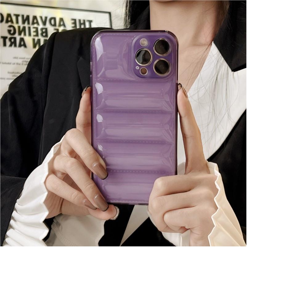 The Puffer Case For iPhone 15 14 13 12 11 Pro Max XR X XS 7 8 Plus Shockproof Transparent Down Jacket Soft Couple Clear Cover