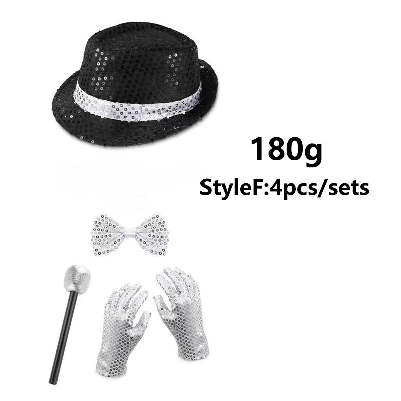 Michael Jackson Cosplay Requisite MJ Hut mit Perücke Handschuh Brillen Set Fans Performance Kostüm Geburtstag Tanz Geschenke Halloween Cosplay