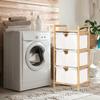 Laundry Hamper Organizer 3 Tier Pull Out Drawer Storage Box Shelf Handle Large Capacity for Bathroom Bedroom Living Room White