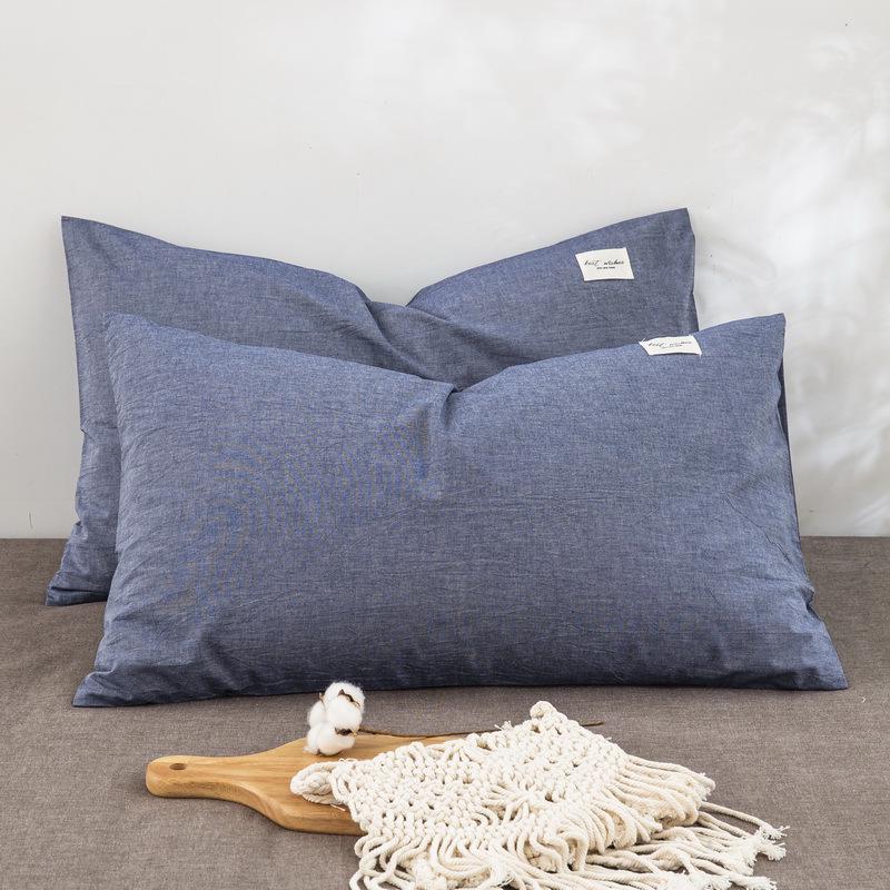 Set di Federe 100% Cotone Puro Lavato per Dormitorio - Confezione da Due Federe, Adatto per Cuscini Singoli o Doppi.