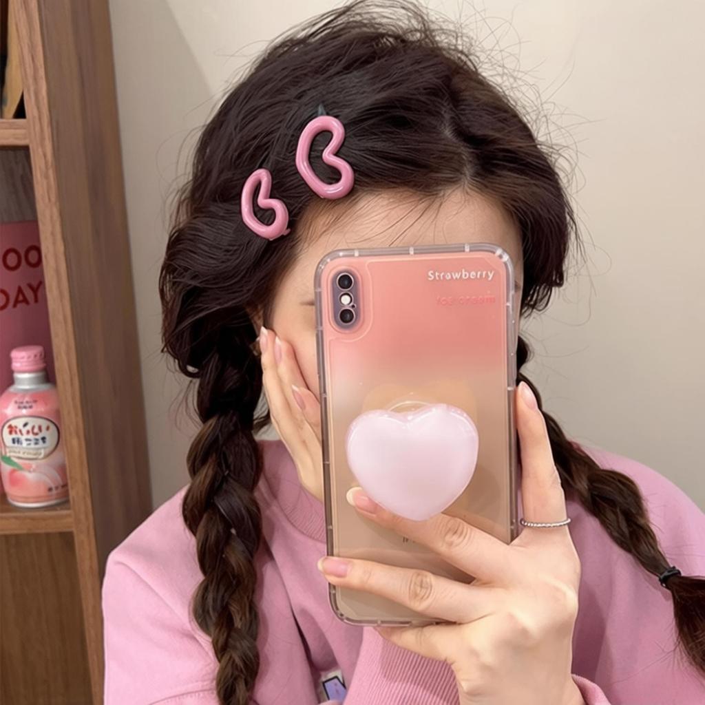 4Pcs Forehead Hair Clip Child Size Loveful Side Parted Fringe Clip Hairpin Invisible Duckbill Clip Mordani Color for Girls Jewelry