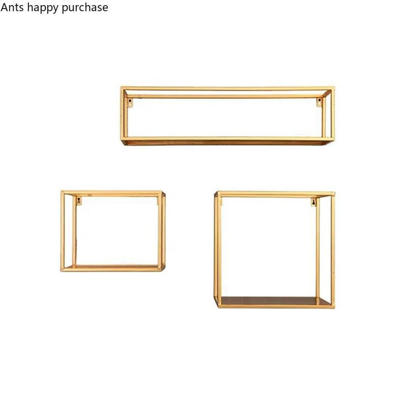 Gold Storage Racks Hanging Decor Storage Box Flower Pot House Storage Rack Wall Book Figurines Display Crafts Shelves shelf