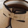 Wide Brim Straw Hat With Bowknot Breathable Summer Sun Protection For Outdoor Travel Pography Women M 56-58Cm