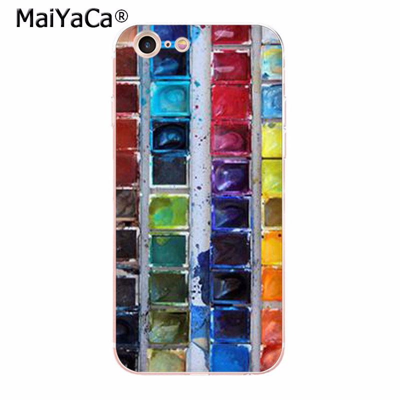 MaiYaCa Kleurrijke Waterverf Set Verfpalet telefoonhoesje voor iPhone 13 SE 2020 11 pro 8 7 66S Plus X 10 5S SE XR XS XS MAX