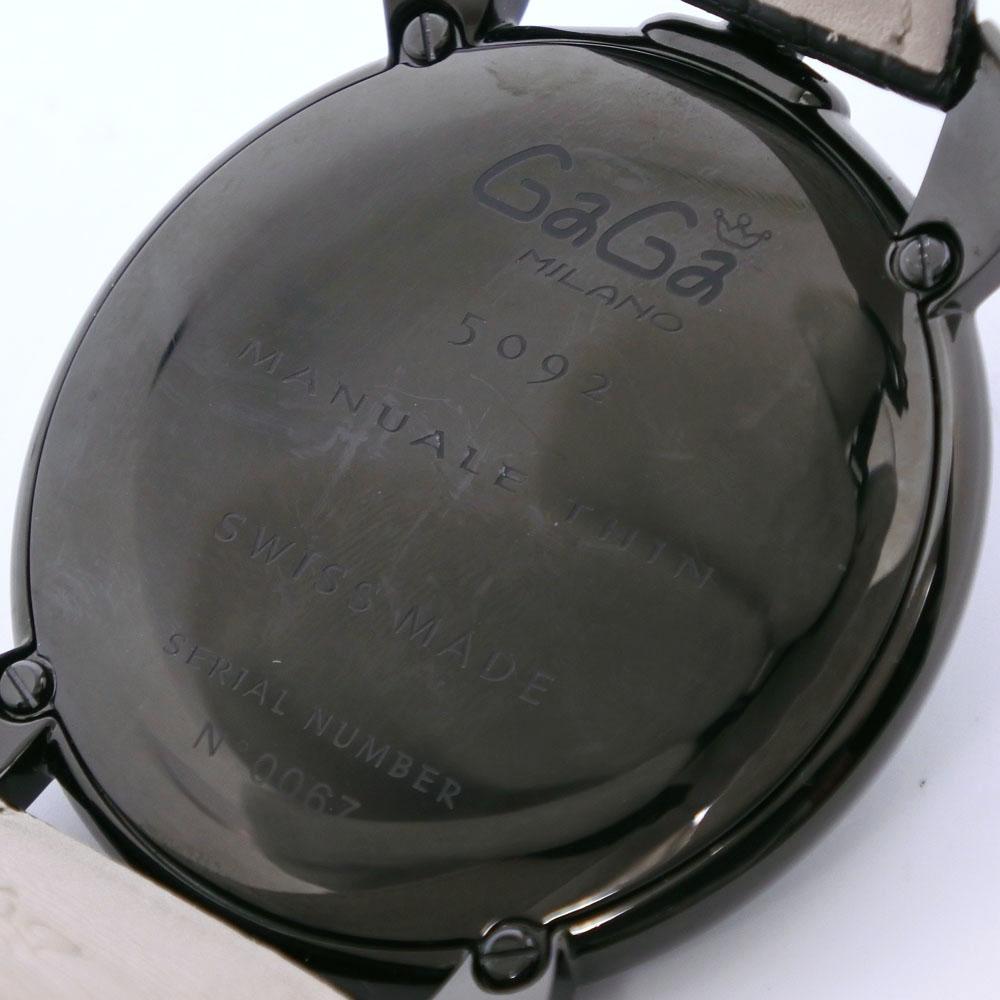 Gaga Milano Orologi Manuare Singh 5092 nero quadrante nero Acciaio inossidabile/pelle Quarzo Display analogico da uomo Usato