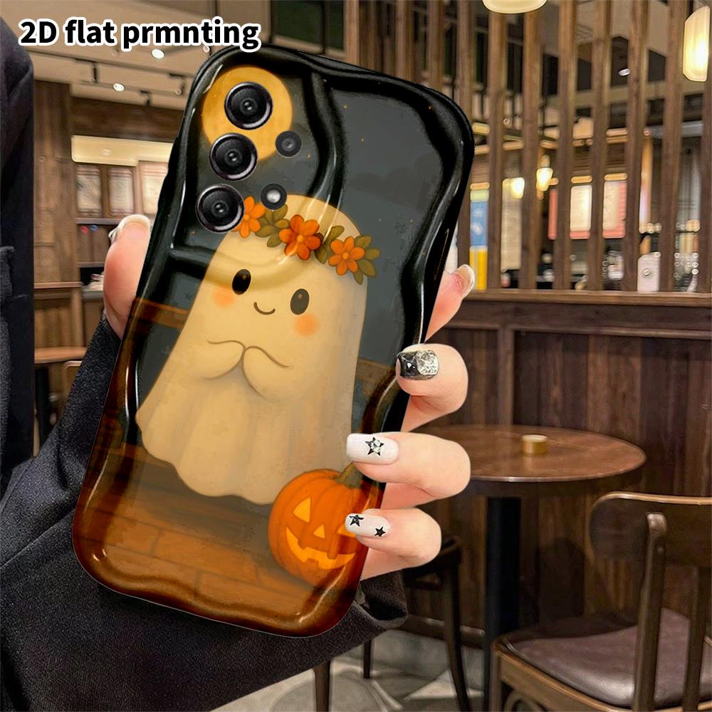 Phone Case: 2D Flat Samsung Galaxy A34 A35 M05 M06 S20 S22 S21 FE Plus 5G Protective Case, Cute Little Ghost, Christmas and Halloween Gift