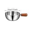 Portable 201 Stainless Steel Pot Walnut Wood Handle Salad Bowl New Small Pot Bowl  Cooking Tool