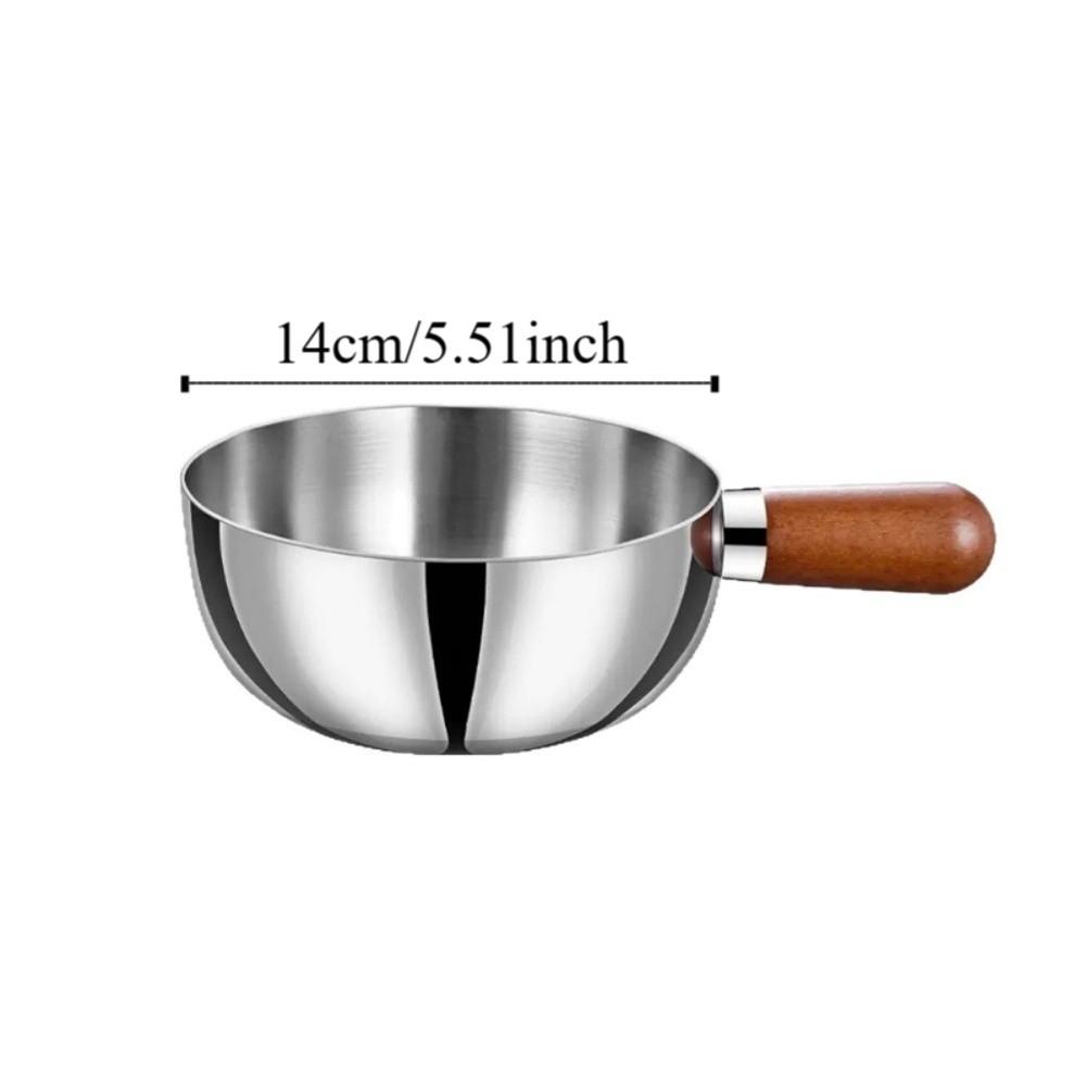 Portable 201 Stainless Steel Pot Walnut Wood Handle Salad Bowl New Small Pot Bowl  Cooking Tool