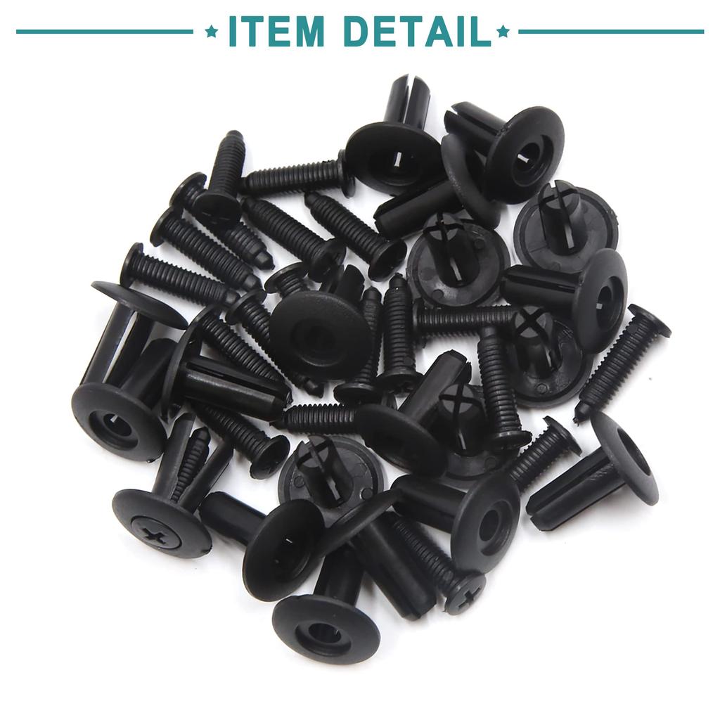 ACROPIX Samochodowy Wkręt Rozporowy Nit Błotnika Klips Wciskany Uniwersalny 8mm Czarny 20 szt.