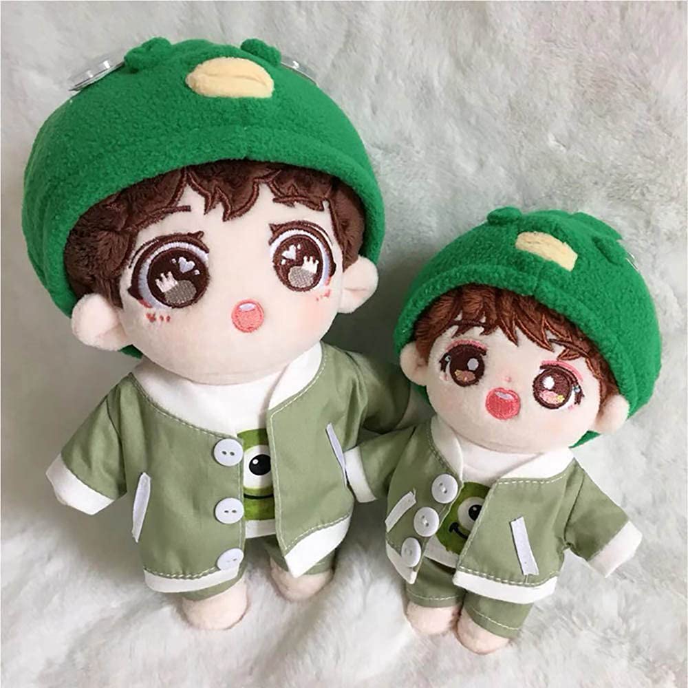 Niannyyhouse 15cm Doll Clothes for Plush Toys Jacket Pants 3 Piece Set Little Monster Clothes Cotton Doll Clothes Green Doll Baby Clothes + T-shirt +