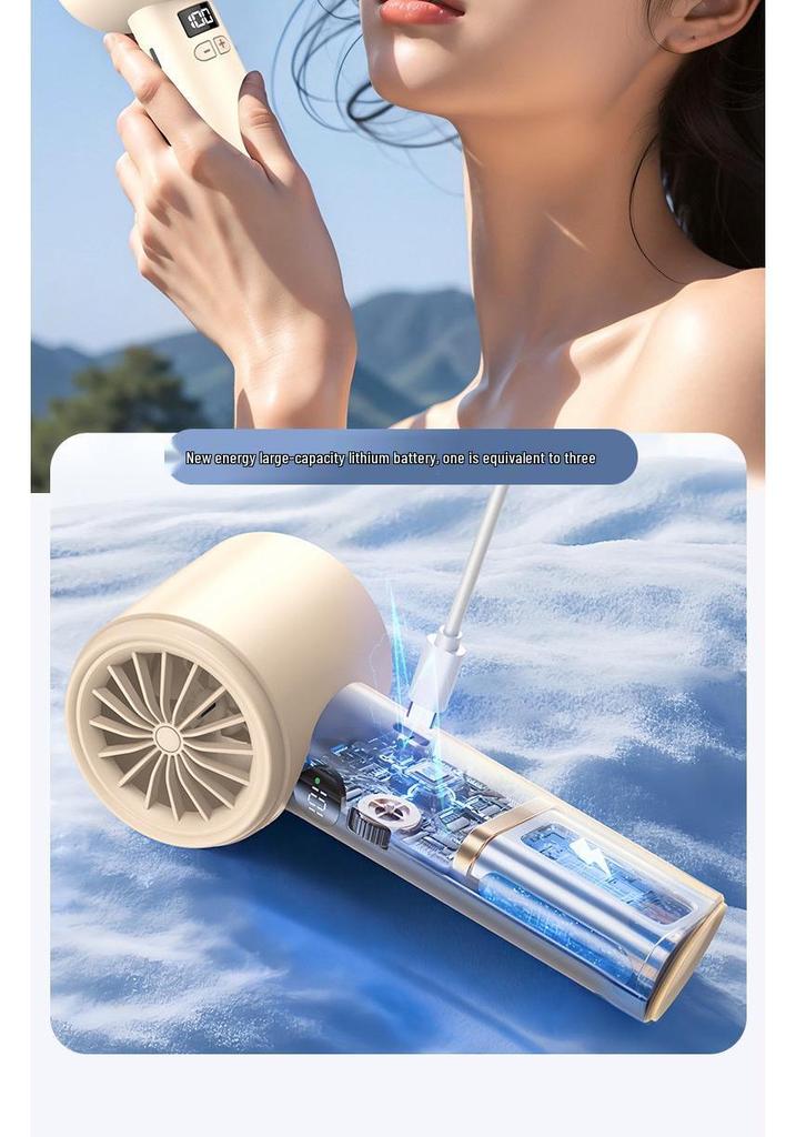 USB Handheld Fan with 100-Speed Digital Display for Outdoor Use – High-Speed Turbine Small Fan for Students