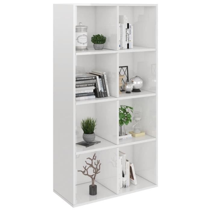 VidaXL Bibliothèque/Buffet Blanc brillant 66 x 30 x 130 cm Aggloméré
