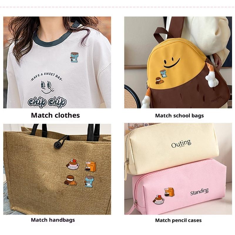 Ich Liebe Kaffee Emaille Brosche Kaffeebohne Anstecknadeln Croissant Kaffeemaschine Tasche Kreativer Kaffee Metallabzeichen Schmuck Freund Geschenk