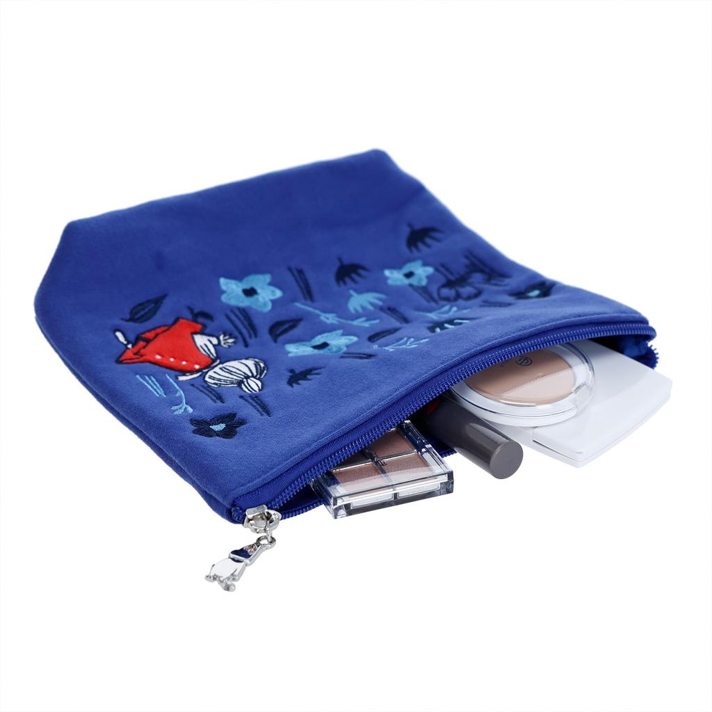 Marushin Moomin Navy Garden Pouch with Original Zipper and Applique Embroidery 1425040900