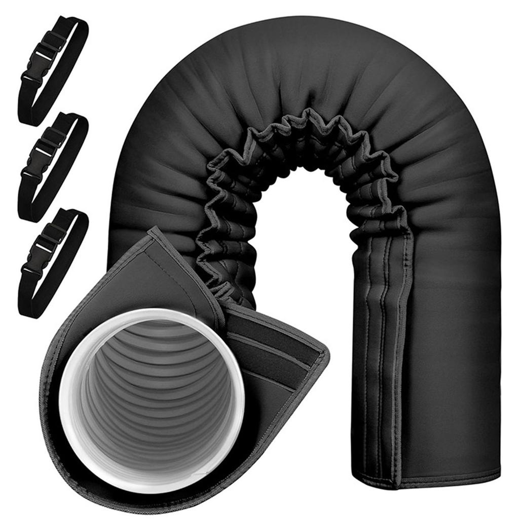 Insulated Portable Air Conditioner Hose Cover With Adjustable Straps Easy Installation Black Sleeve for Duct Vent