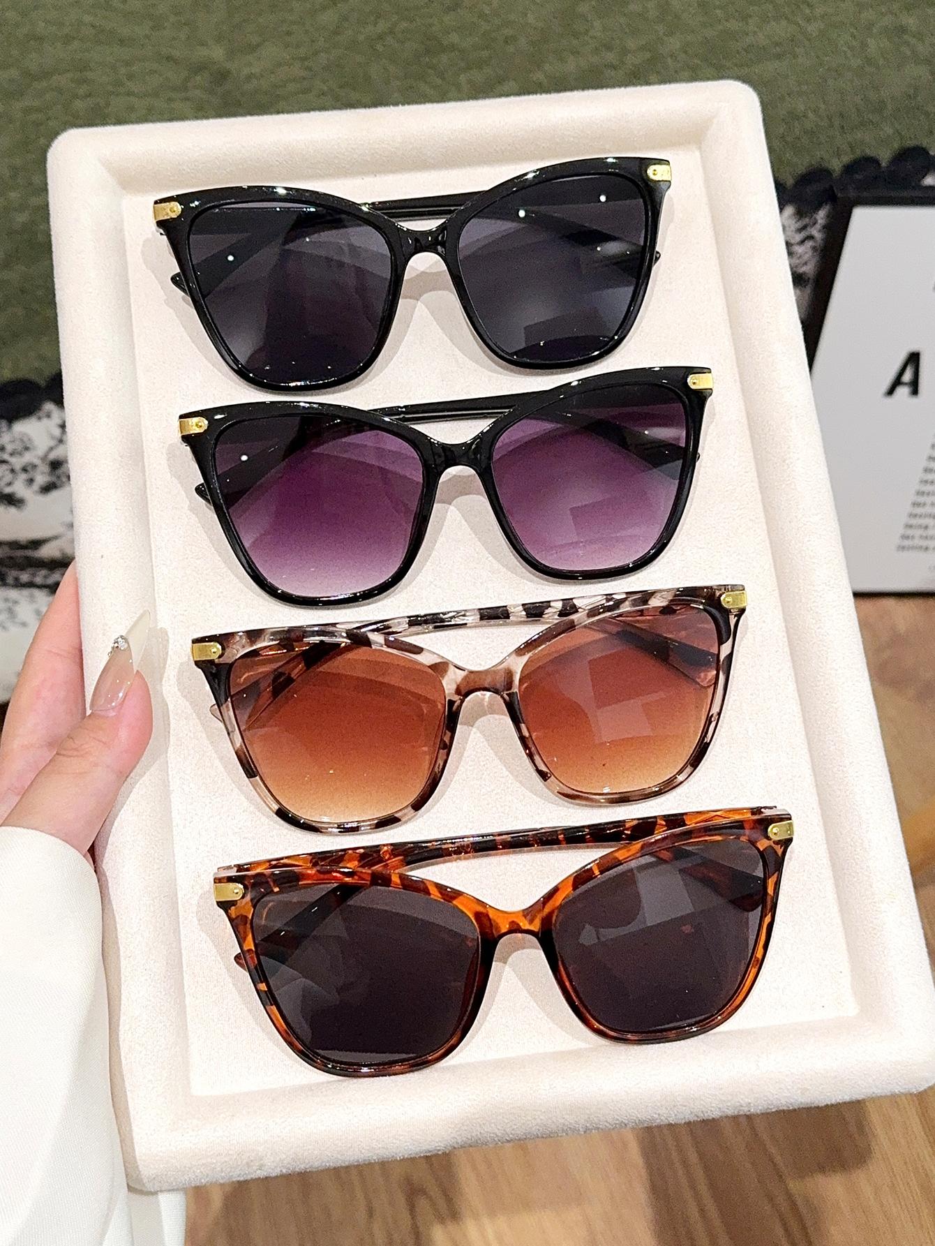 

4Pcs Extra Large Cat Eye Frame Multi-Color Combination Glasses Casual Decorative Glasses/Durable Glasses for Daily Wear