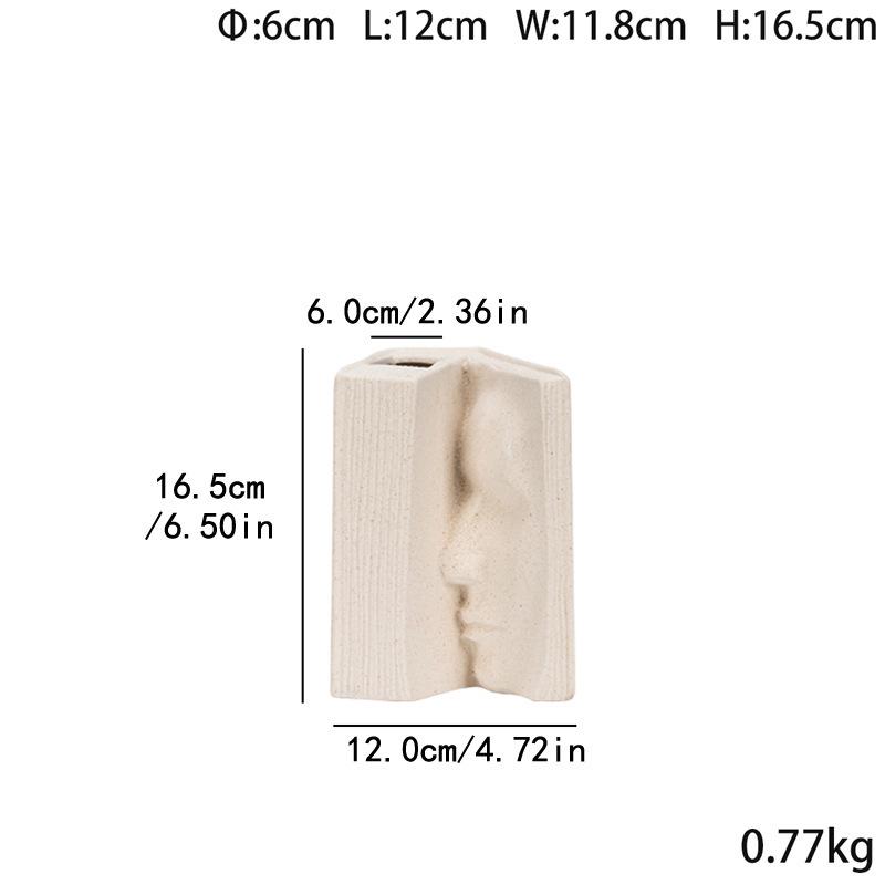 Cafe Ornament: Embossed Unglazed Ceramic Vase & Hydroponic Holder