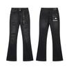 Men Women Slim Fit Distressed Patchwork Flared Denim Jeans Mid-Rise Stretch Cotton Casual Pants