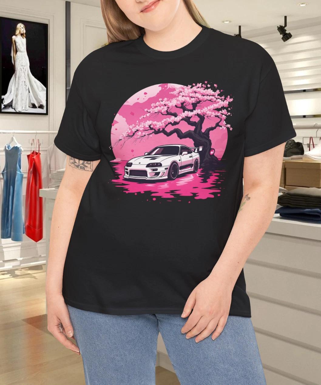 Men s and Women s T-shirts Tokyo Drift Sakura Street R34 JDM Car Under Cherry Blossom Moon T-Shirt XXXL