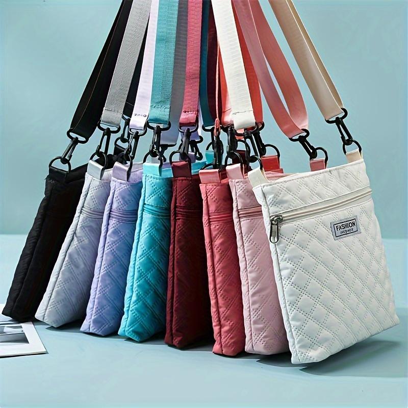 Fashionable Lightweight Multicolor Oxford Fabric Travel Bags, Quilted Pattern, Zipper Closure, Adjustable Strap