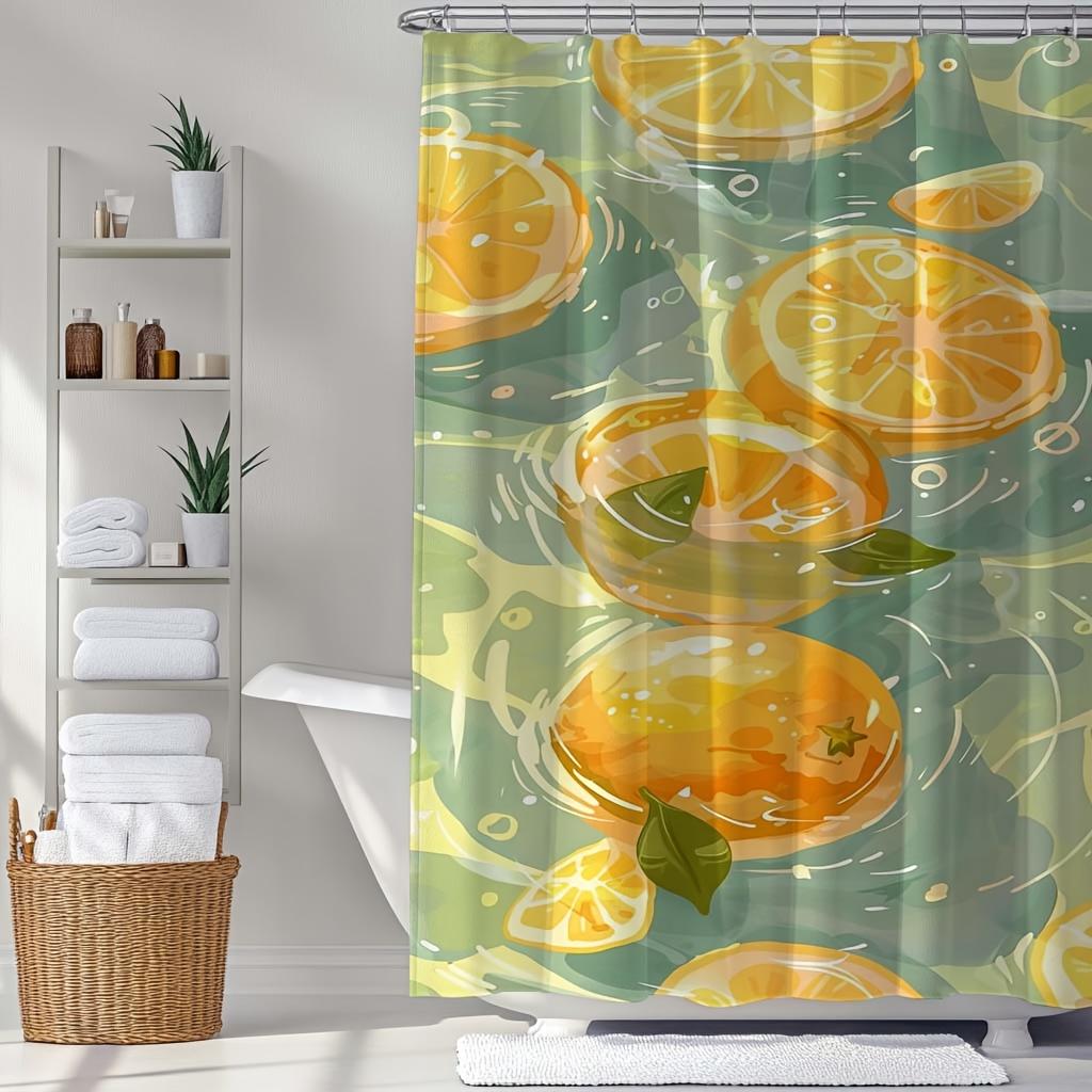 Модная Оранжевая Цифровая Печать Занавеска для Душа – Двусторонняя Полиэстеровая с Крючками для Современного Декора Ванной Комнаты W90xH180cm