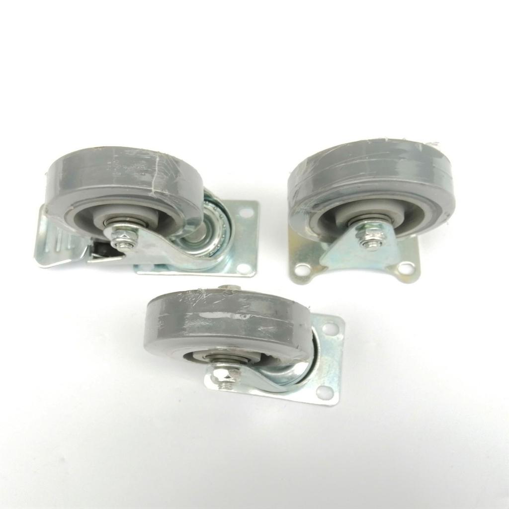 Gray Silent Swivel Medical Wheel: Elastic, Light-Duty, Flat Top, Medium-Duty Caster