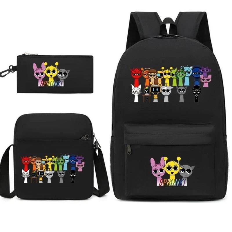 Game Merchandise Cartoon Printing Fashion Children'S Pencil Case Messenger Bag Three-Piece Set Primary And Secondary School School Bag