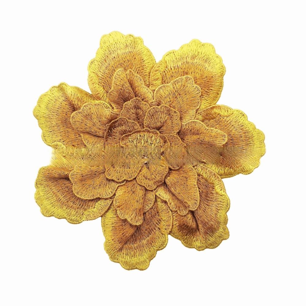 Retro 3D Embroidered Patches Large Sew On Peony Embroidery Decal Fabric Supplies Sewing Accessories
