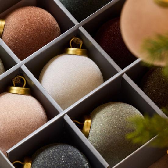 9 Pcs Velvet Christmas Balls 3.15inch Flocked Balls Xmas Tree Ornaments Shatterproof Plastic Balls Tree Hanging Decoration for Holiday Decor