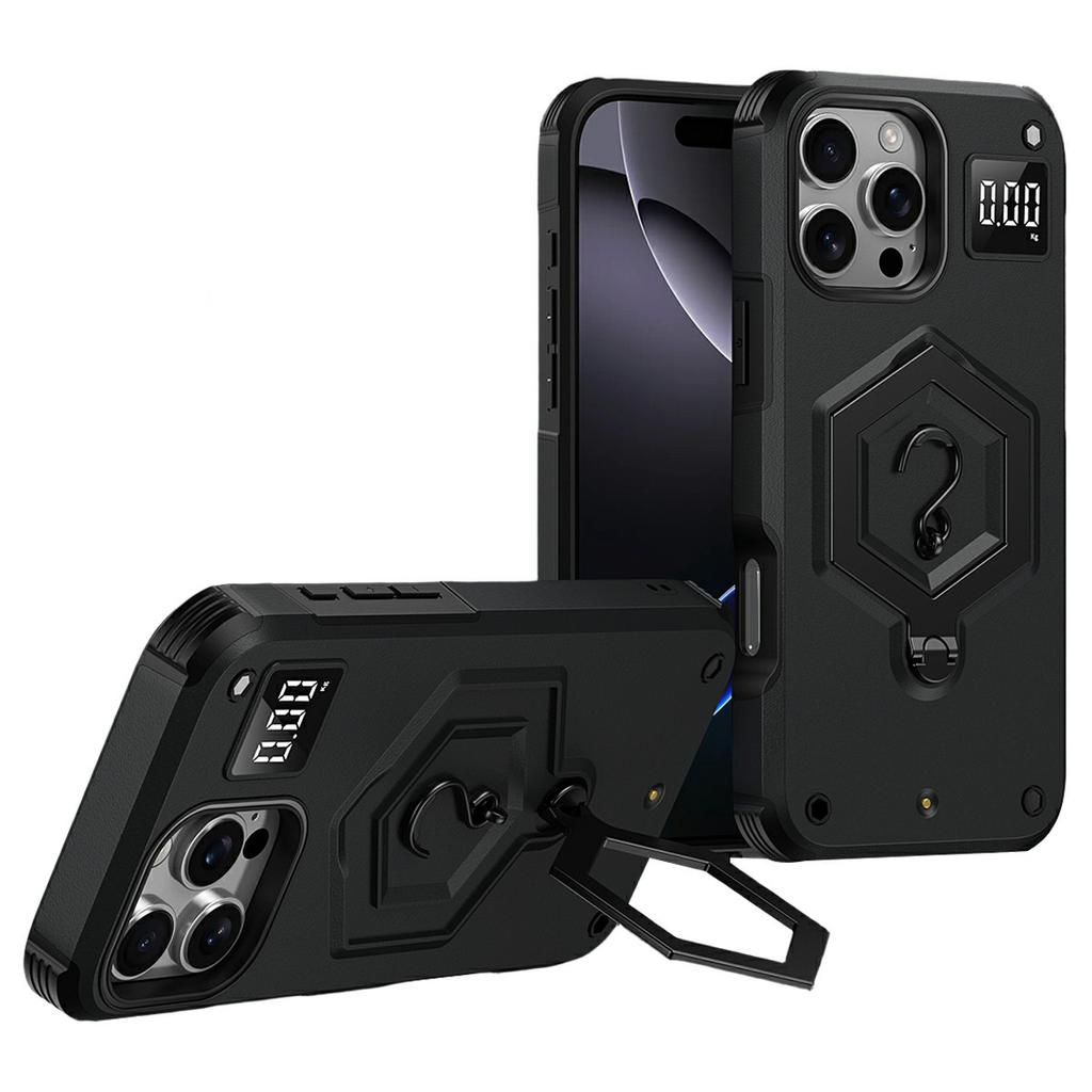 Для iPhone 16 Pro Чохол з шестикутним підставкою, ударостійкий TPU PC Матовий чохол для телефону з інтегрованим гачком-вагою