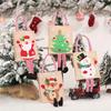 Cross-border Christmas Decoration: Burlap Santa Candy Bag with Hanging Feet and Machine Embroidery