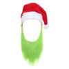 Christmas Grinch Green Mask, Gloves, and Santa Hat Costume Set for Masquerade Ball Performance