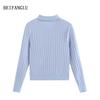 Northern Deer Women's 100% Wool Polo Collar Ribbed Knitwear Long Sleeve 26322