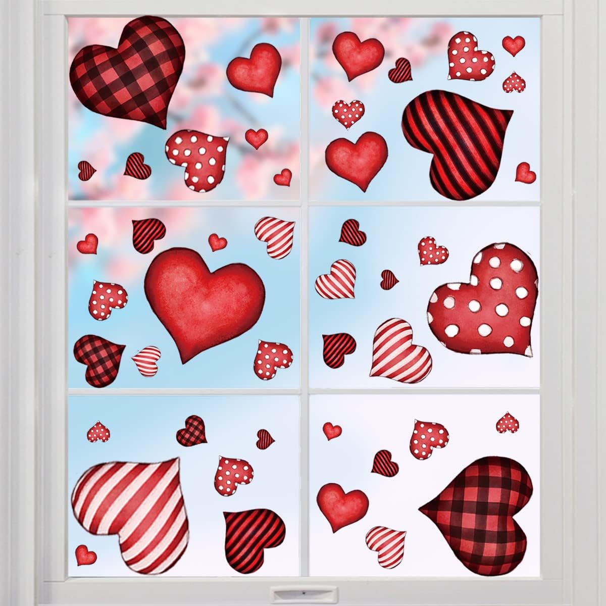 Horaldaily 108 PCS Valentine s Day Window Cling Sticker, Candy Colored Love Hearts for Home Party Supplies Shop Window Glass Display Decoration Valentine s Day